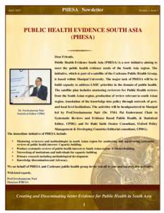 PHESA Newsletter  April, 2013 Volume 1, Issue 1