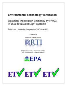 US EPA Environmental Technology Verification Biological Inactivation Efficiency by HVAC In-Duct Ultraviolet Light Systems Report