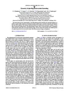 PHYSICAL REVIEW B 89, Dynamics of spin-flip photon-assisted tunneling F. R. Braakman,1,2 J. Danon,3,4 L. R. Schreiber,1,5 W. Wegscheider,6 and L. M. K. Vandersypen1 1