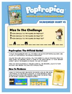 SCAVENGER HUNT #5  Rise to the Challenge how difficult is the island on page 80? how difficult is the island on page 94? how difficult is the island on page 162?