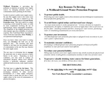 Water supply / Water pollution / Aquatic ecology / Grassroots Source Water Protection Program / Wellhead protection area / National Rural Water Association / Source water protection / Water resources / Water / Water management / Water supply and sanitation in the United States