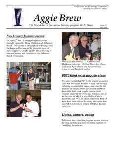 Food Science and Technology Department University of California, Davis Aggie Brew The Newsletter of the campus brewing program at UC Davis