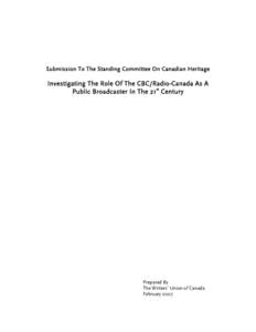 Submission To The Standing Committee On Canadian Heritage