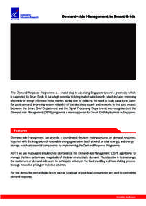 Electric power distribution / Electric power transmission systems / Energy development / Emerging technologies / Demand response / Smart grid / Peak demand / Electrical grid / Load profile / Electric power / Energy / Electromagnetism