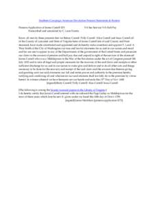 Southern Campaign American Revolution Pension Statements & Rosters Pension Application of James Currell R31 Transcribed and annotated by C. Leon Harris. VA Sea Service/ VA Half Pay