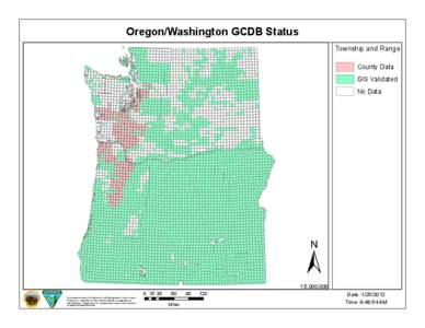 Oregon/Washington GCDB Status Township and Range County Data GIS Validated No Data