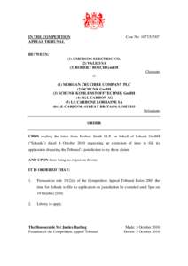 [removed]Emerson Electric Co. - Order of the Tribunal | 5 Oct 2010