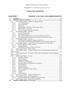 DelDOT Development Coordination Manual Highlighted text is included for guidance purposes. TABLE OF CONTENTS CHAPTER 2