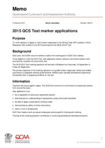 Memo: QCS Test marker recruitment memo
