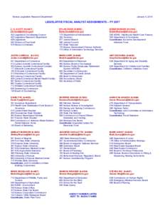 Legislative Fiscal Analyst Assignments by Analyst - FY 2017