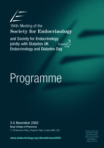 194th Meeting of the  Society for Endocrinology and Society for Endocrinology jointly with Diabetes UK Endocrinology and Diabetes Day