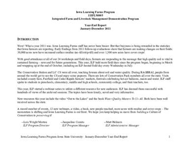 Iowa Learning Farms Program 11IFLM005 Integrated Farm and Livestock Management Demonstration Program Year-End Report January-December 2011