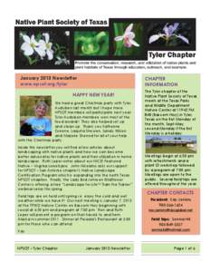 January 2013 Newsletter www.npsot.org/tyler