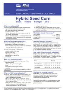 United States Department of Agriculture Risk Management Agency January[removed]COMMODITY INSURANCE FACT SHEET