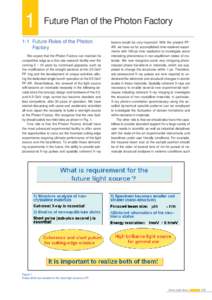 1  Future Plan of the Photon Factory 1-1 Future Roles of the Photon Factory