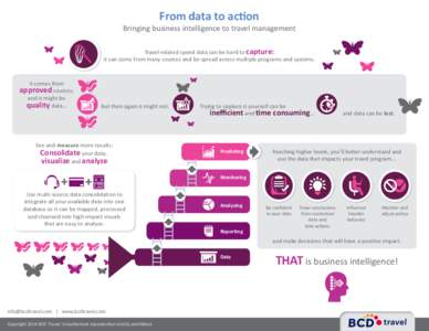 From data to action  Bringing business intelligence to travel management Travel-related spend data can be hard to capture: it can come from many sources and be spread across multiple programs and systems.