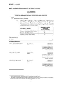 Rules, Regulations and Procedures of the Futures Exchange CHAPTER VIII TRADING ARRANGEMENTS - PRACTICES AND SYSTEMS 815A. (2) Minimum Volume Threshold (a)