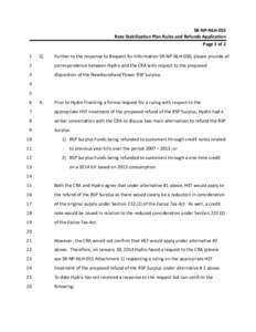 SR‐NP‐NLH‐055  Rate Stabilization Plan Rules and Refunds Application  Page 1 of 2  1   Q. 
