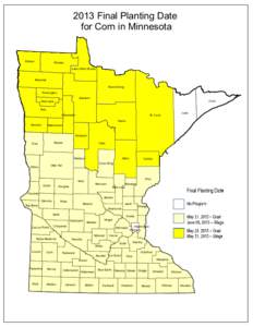 2013 Final Planting Date for Corn in Minnesota Kittson  Roseau