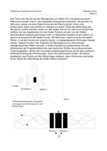 Protokoll der Physikstunde am[removed]Sebastian Hirsch Seite 1/3  Das Thema der Stunde war die Überlagerung von Wellen. Zur Visualisierung dieses