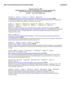 40th Lunar and Planetary Science Conference[removed]sess634.pdf Thursday, March 26, 2009 POSTER SESSION II: NOT JUST SKIN DEEP: ELECTRON MICROSCOPY,