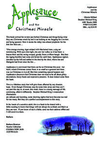 Applesauce and the Christmas Miracle Glenda Millard Stephen Michael King ABC Books 2008