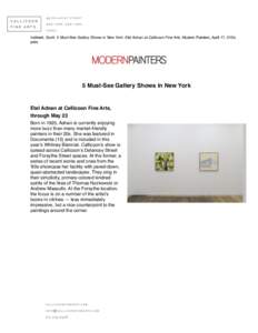 Indrisek, Scott. 5 Must-See Gallery Shows in New York: Etel Adnan at Callicoon Fine Arts, Modern Painters, April 17, 2104, print. 5 Must-See Gallery Shows in New York  Etel Adnan at Callicoon Fine Arts,