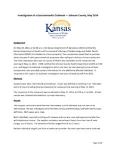 Investigation of Gastroenteritis Outbreak - Johnson County, May 2014