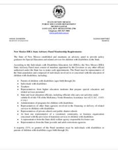 STATE OF NEW MEXICO PUBLIC EDUCATION DEPARTMENT 300 DON GASPAR SANTA FE, NEW MEXICOTelephonewww.ped.state.nm.us