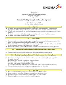 KNOMAD Meeting of Chairs, Vice-Chairs and Co-Chairs November 13-14, 2013 Washington D.C.  Thematic Working Group 2: Skilled Labor Migration