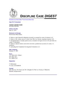Discipline Case Digest Index  Law Society Home Page Case[removed]Amended) THOMAS ANDREW BUNN
