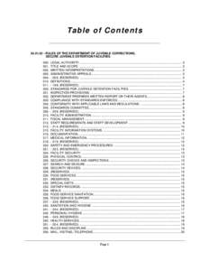 Ta b l e o f C o n te n ts[removed]RULES OF THE DEPARTMENT OF JUVENILE CORRECTIONS, SECURE JUVENILE DETENTION FACILITIES 000. LEGAL AUTHORITY. ..........................................................................