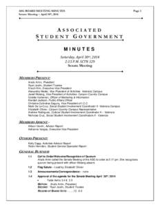 ASG BOARD MEETING MINUTES Senate Meeting – April 30th, 2014 Page 1  ASSOCIATED