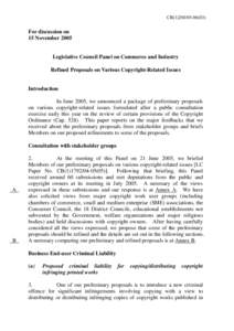 CB[removed])  For discussion on 15 November[removed]Legislative Council Panel on Commerce and Industry