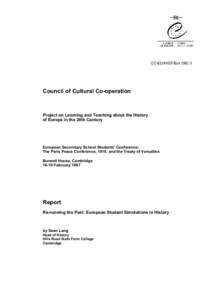 CC-ED/HIST/Eur[removed]Council of Cultural Co-operation Project on Learning and Teaching about the History of Europe in the 20th Century