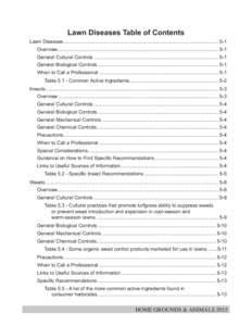 Lawn Diseases Table of Contents Lawn Diseases.................................................................................................................. 5-1 Overview................................................