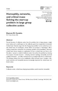 Article  Homophily, networks, and critical mass: Solving the start-up problem in large group