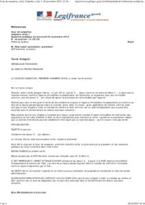 Cour de cassation, civile, Chambre civile 1, 20 novembre 2013, , Publié au bulletin | Legifrance