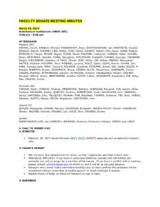 FACULTY SENATE MEETING MINUTES March 18, 2015 Architecture Auditorium (ARCH:00 pm - 5:00 pm ATTENDANCE Present (54)