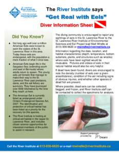 The River Institute says  “Get Real with Eels” Diver Information Sheet Did You Know? 