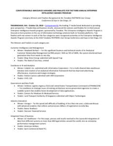 Management / Information technology / Business / Computerworld / Information technology management / IDG / Business performance management / Teradata / Business intelligence / NCR Corporation