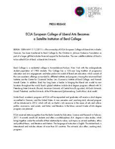 PRESS RELEASE  ECLA European College of Liberal Arts Becomes