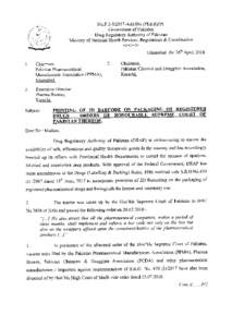 t  No.F.2-3l20 1 7-Add:Dir.(PE&R),Pt. Govemment of Pakistan Drug Regulatory Authority of Pakistan Regulations & Coordination