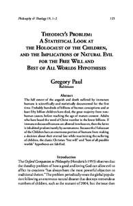 Problem of evil / Population / Theodicy / Demography / Best of all possible worlds / Suffering / Human / Natural evil / Infant mortality / Philosophy of religion / Philosophy / Religion