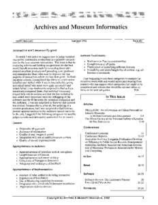 Archives and Museum Informatics Newsletter, Vol. 6, no. 2