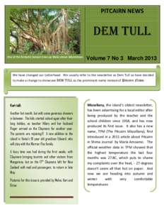 PITCAIRN NEWS  DEM TULL One of the fantastic banyan trees up Malai above Adamstown  Volume 7 No 3 March 2013