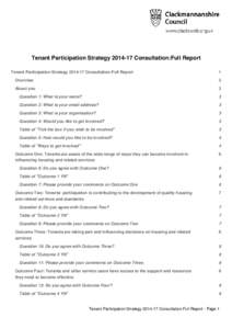 Tenant Participation Strategy[removed]Consultation:Full Report Tenant Participation Strategy[removed]Consultation:Full Report 1  Overview