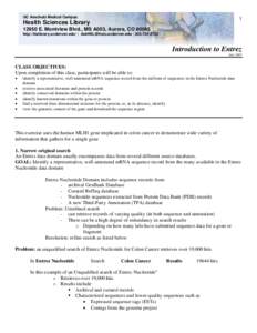 Microsoft Word - Entrez NCBI Handout.doc