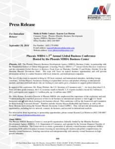 Press Release Press Release For Immediate Release:  Media & Public Contact: Kaaren-Lyn Morton