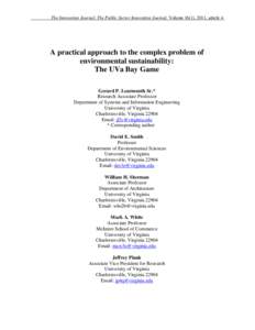 Complex systems theory / Chesapeake Bay Watershed / Scientific modeling / Systems theory / Modeling and simulation / Agent-based model / Simulation / Complex systems / Computational sociology / Science / State governments of the United States / Knowledge
